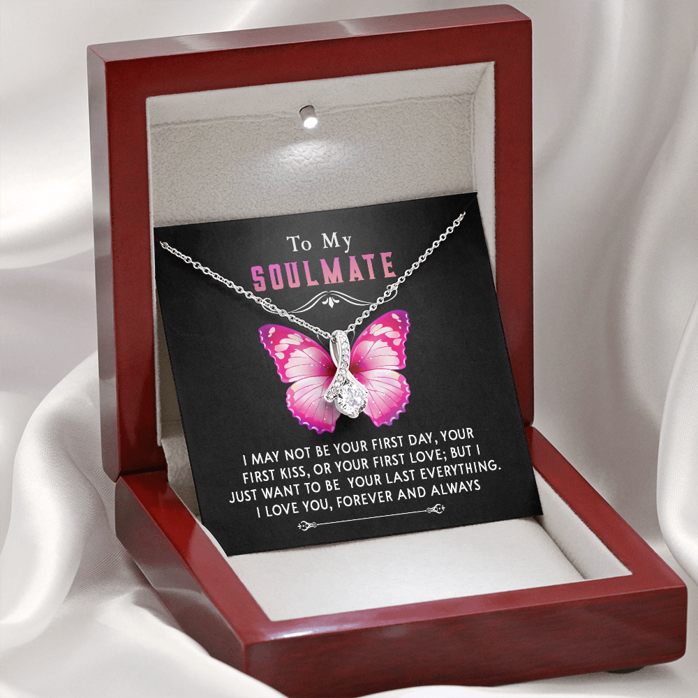 177B Necklace To My Soulmate, Butterfly Women Necklace, I LOVE YOU Forever & Always