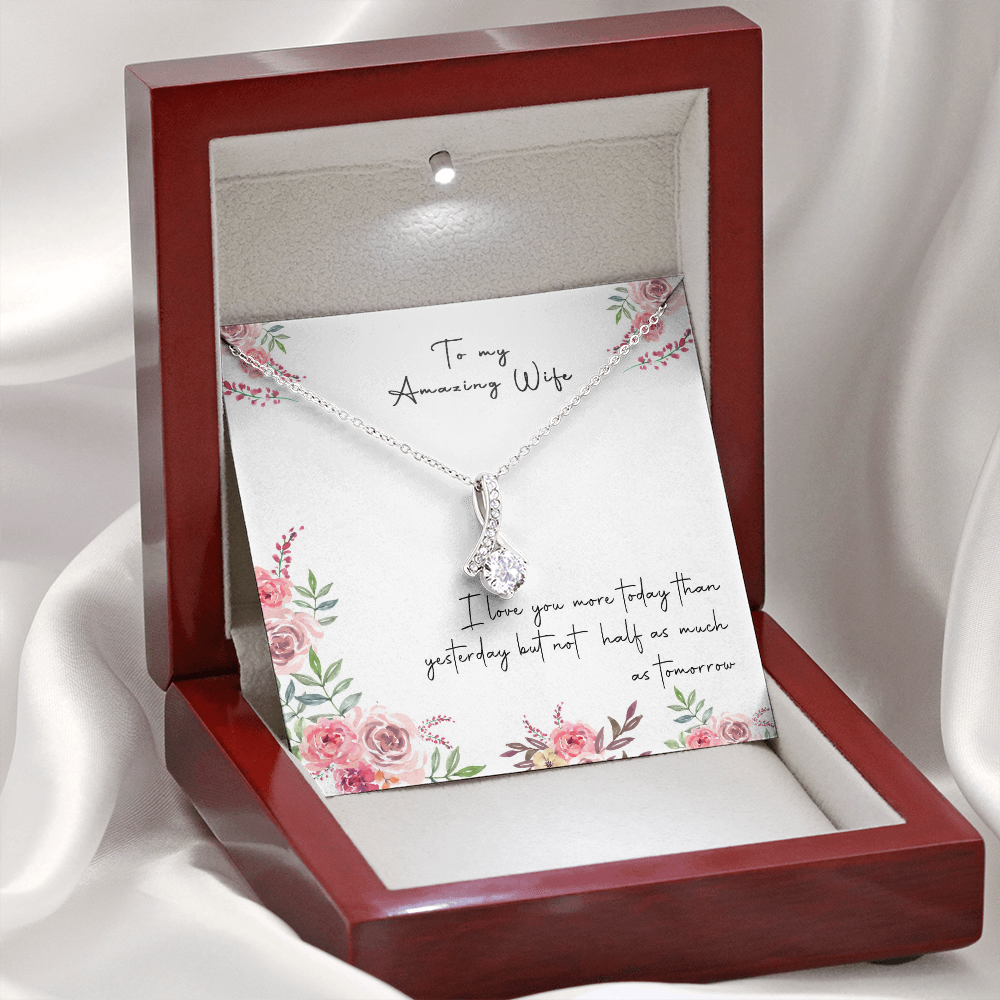 166B Necklace Gift To My Amazing Wife, Valentine Gift for Her, I LOVE YOU Forever