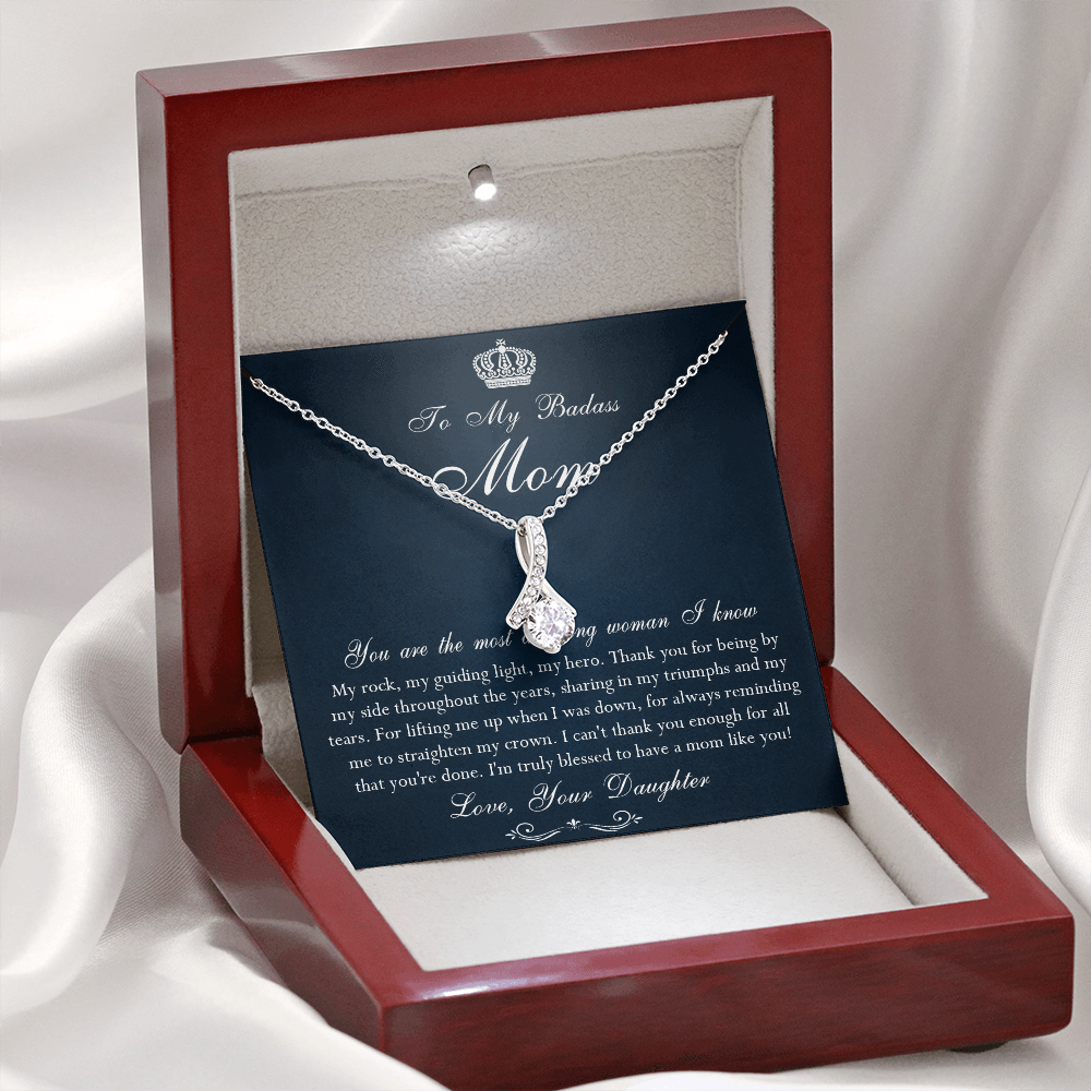 142B Necklace To My Badass Mom, Amazing Woman Necklace, I Love Mom Gift From Daughter