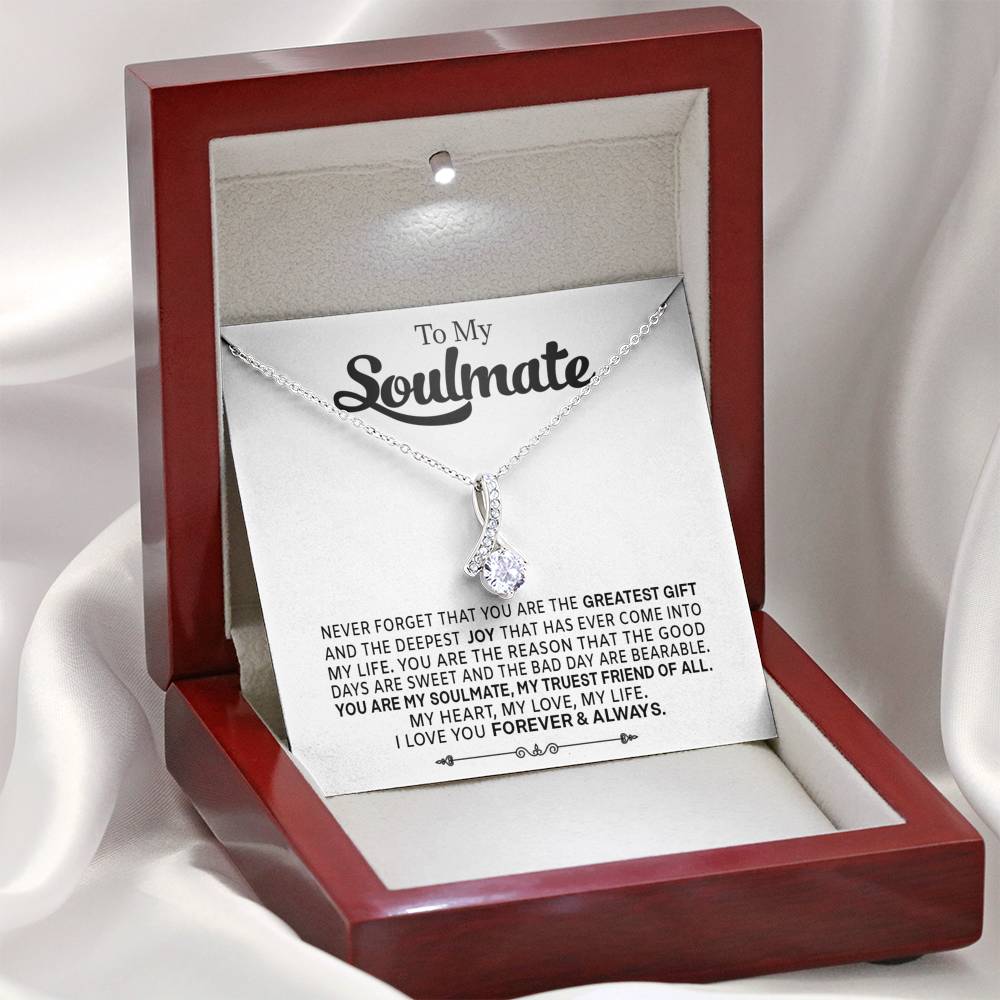 To My Soulmate Necklace Alluring Cubic Zirconia Pendant Gift For Wife Girlfriend