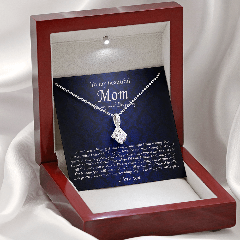 138B Necklace To My Beautiful Mom On My Wedding Day, I Love You Always Necklace Gift