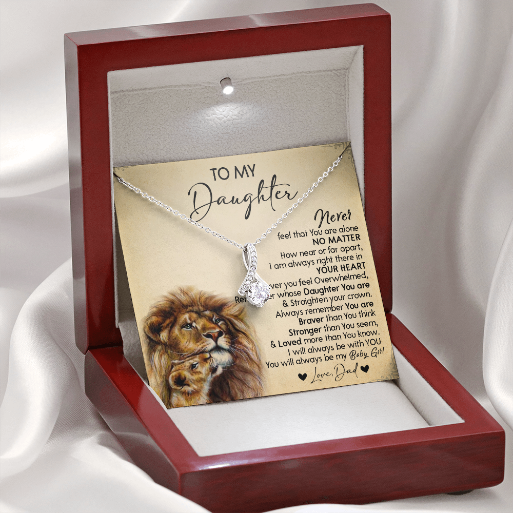 128B Necklace To My Daughter, Gift for Daughter, Birthday Gift, Lion Dad Necklace