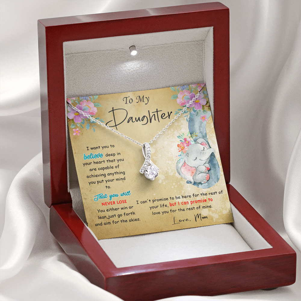 139B To My Daughter Necklace, Perfect Gift for Daughter From Elephant Mom, I Love You
