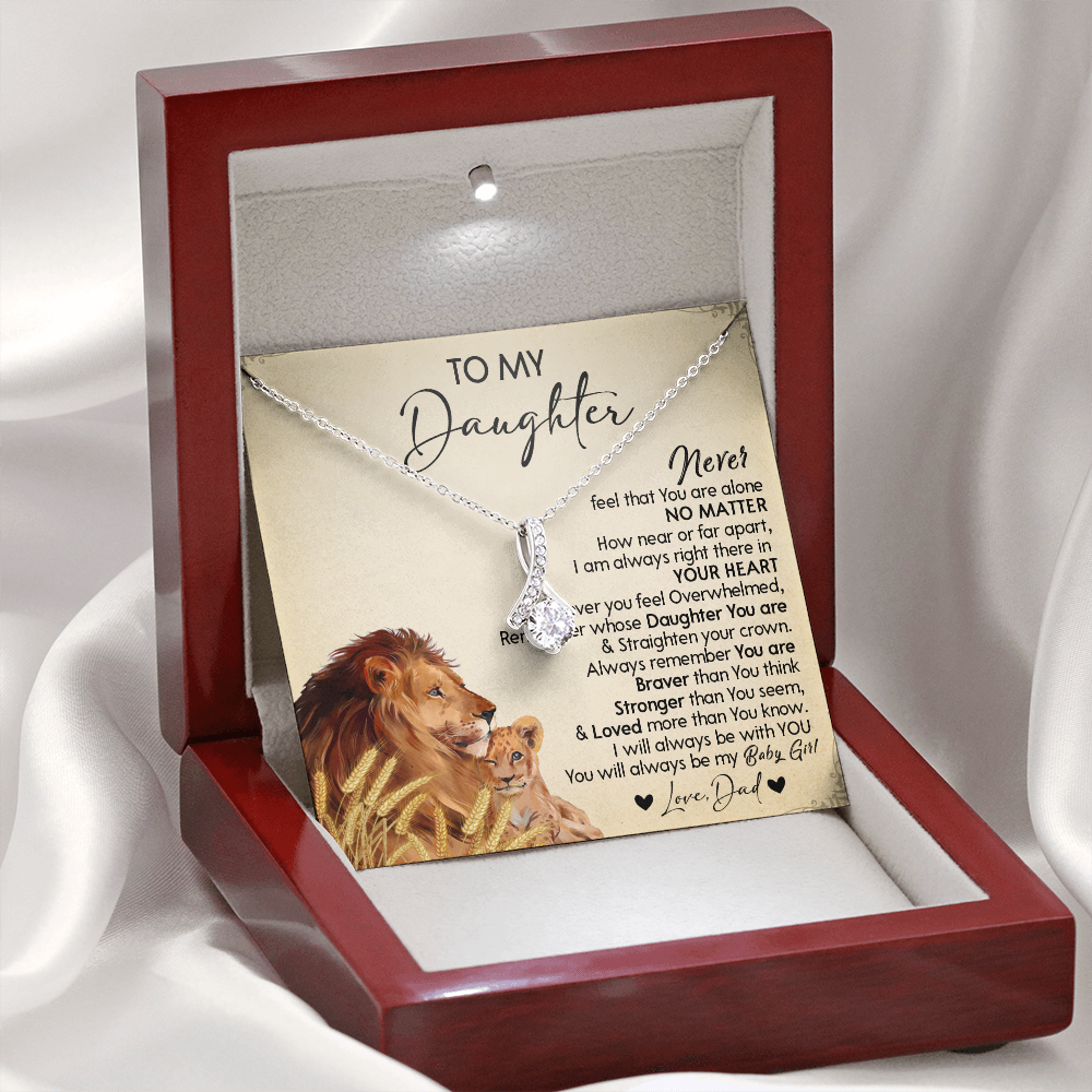 121B Necklace To My Daughter Gift From Lion Dad, You Are My Baby Girl, Birthday Gift