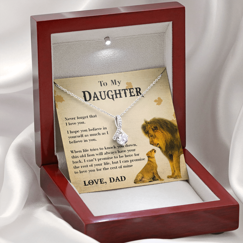 127B Necklace To My Daughter Lion, Daughter Birthday Gift, Lion Dad Necklace Gift