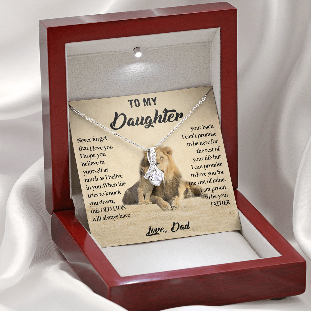 124B Necklace To My Daughter, Lion Daughter Birthday Gift from Lion Dad Necklace