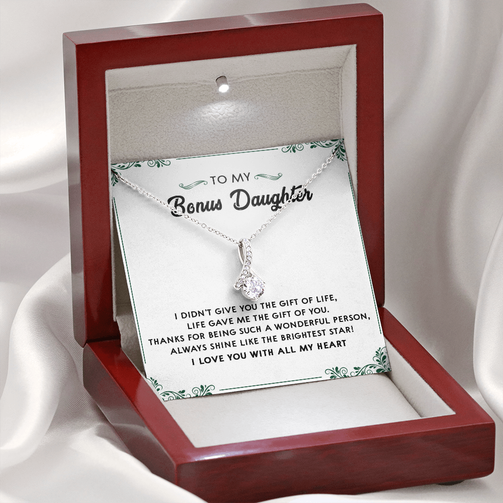 137B Perfect Gift for Bonus Daughter, Daughter Necklace, I Love You With All My Heart