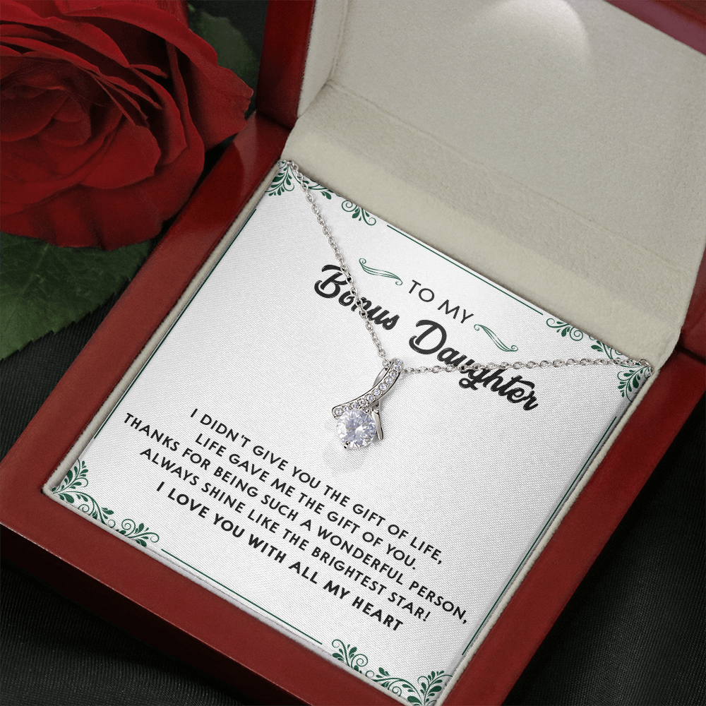 137B Perfect Gift for Bonus Daughter, Daughter Necklace, I Love You With All My Heart