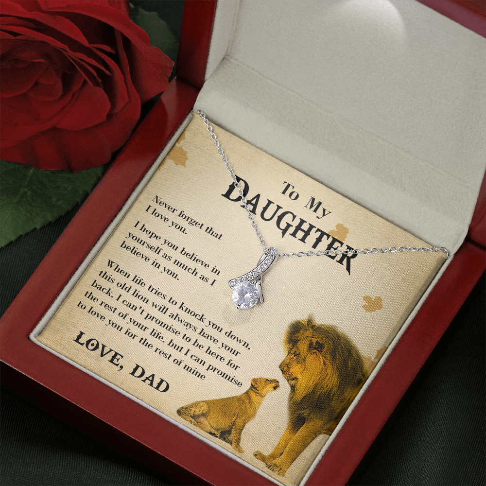 127B Necklace To My Daughter Lion, Daughter Birthday Gift, Lion Dad Necklace Gift