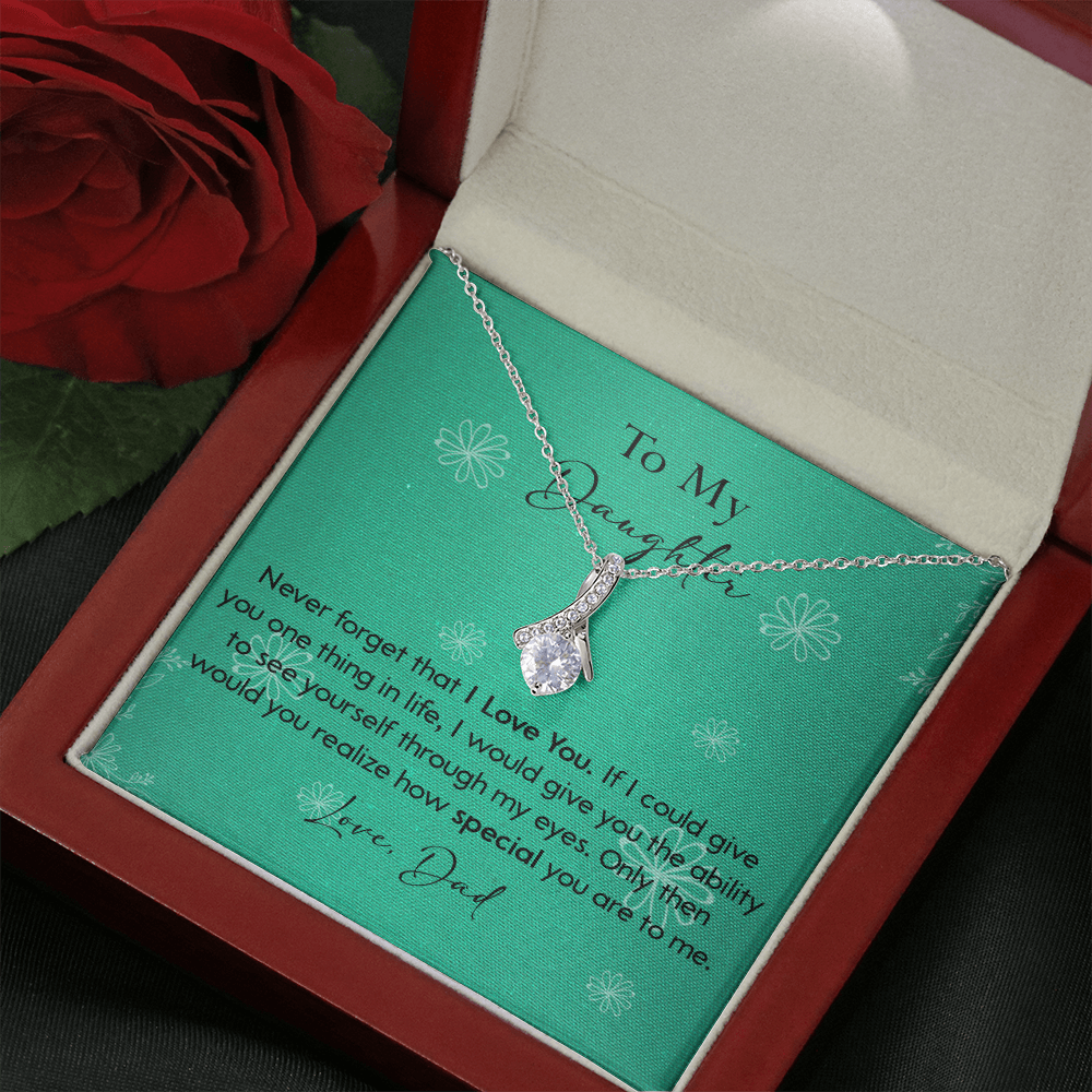 120B Necklace To My Daughter Gift From Dad, Never Forget That I LOVE YOU, Birth Gift