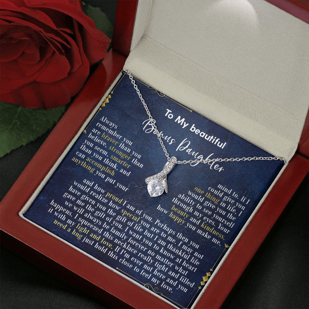 126B Necklace To My Beautiful Bonus Daughter, Daughter Birthday Gift, I Love Daughter