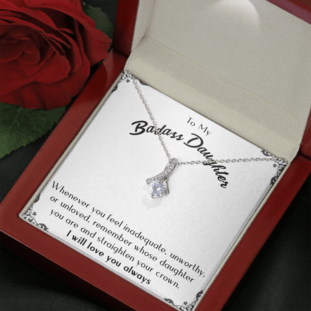 175B Necklace To Badass-Daughter, Daughter Necklace, I LOVE YOU Always From Dad Mom