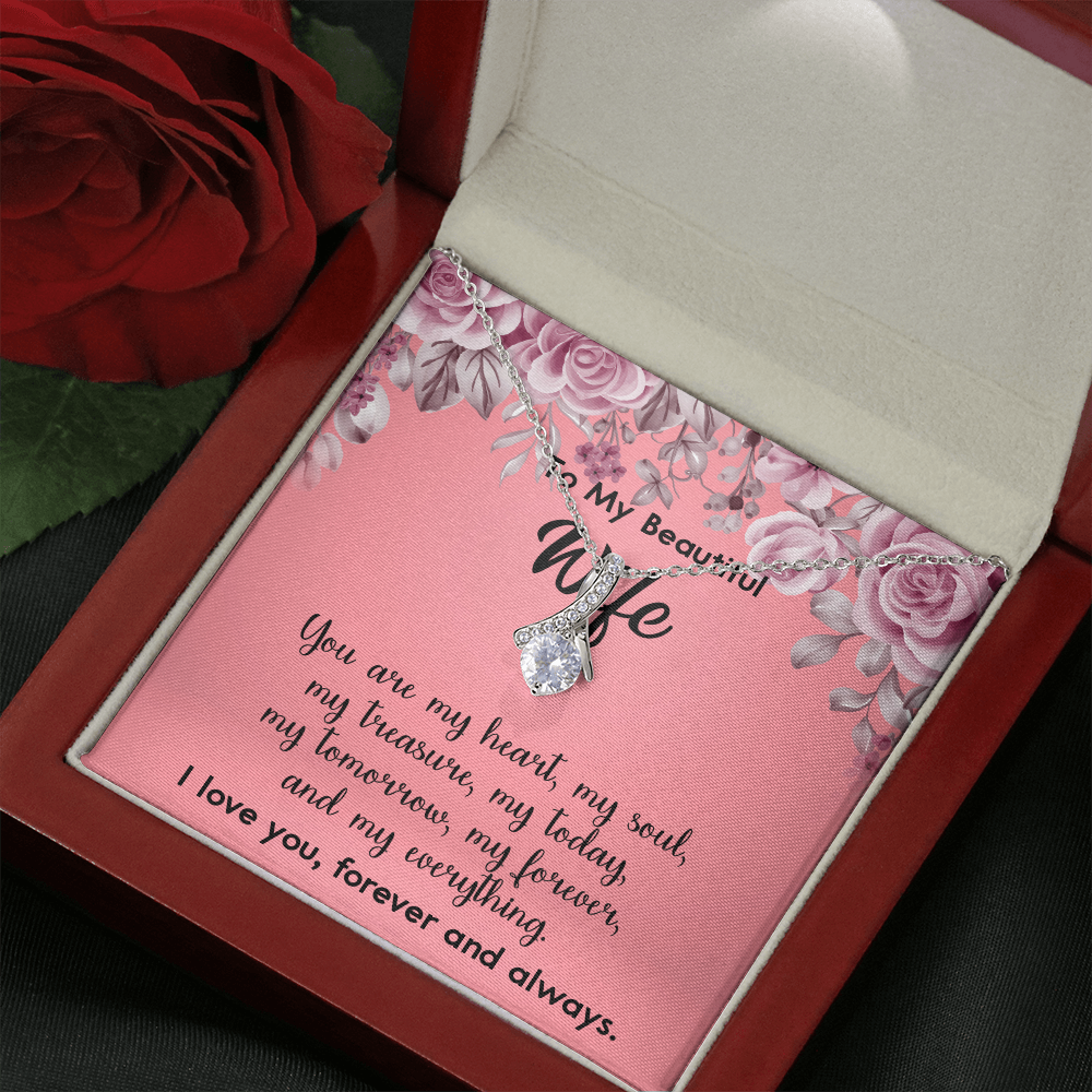 160A To My Beautiful Wife Necklace, Gift for Her, Valentine's Day Necklace Gift