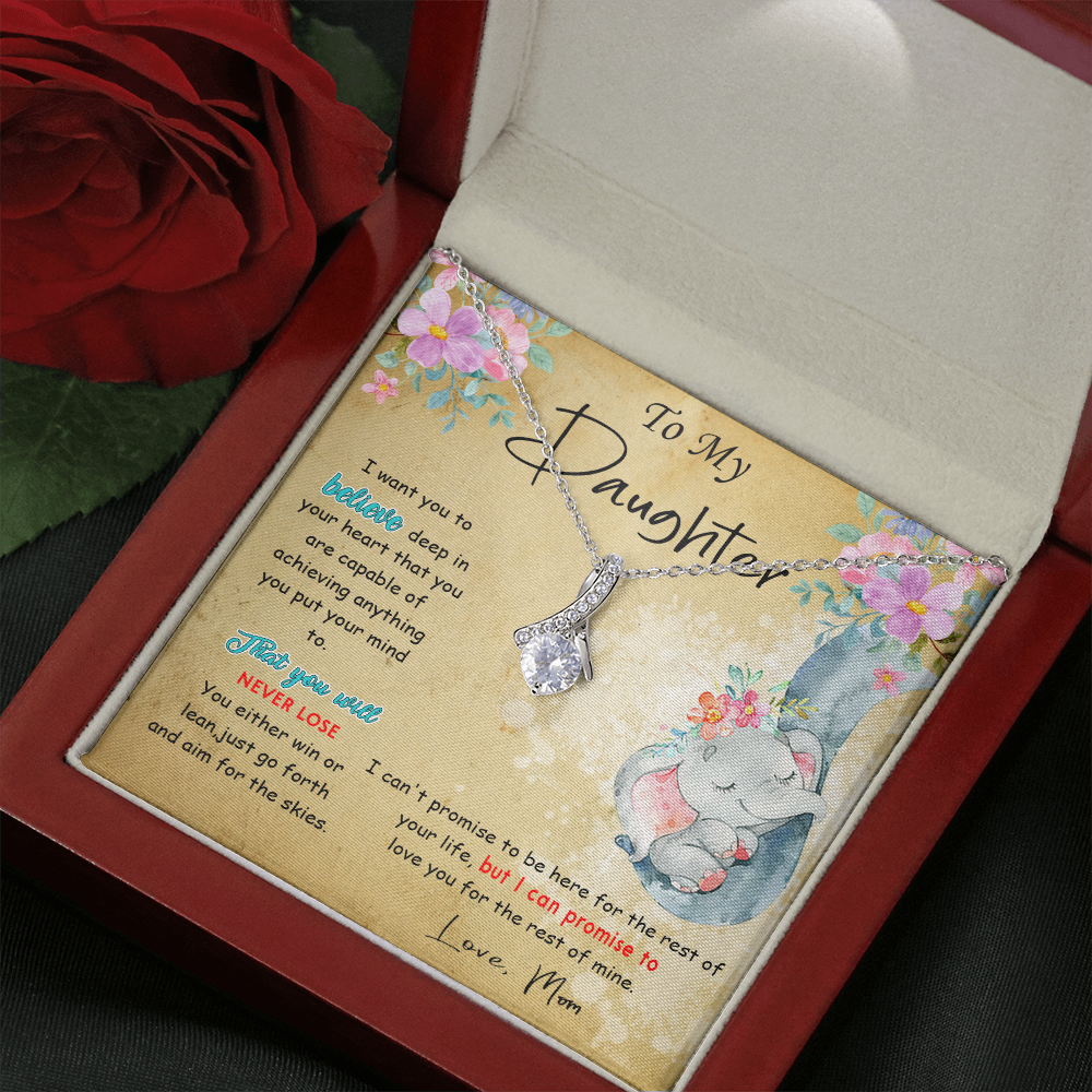 139B To My Daughter Necklace, Perfect Gift for Daughter From Elephant Mom, I Love You