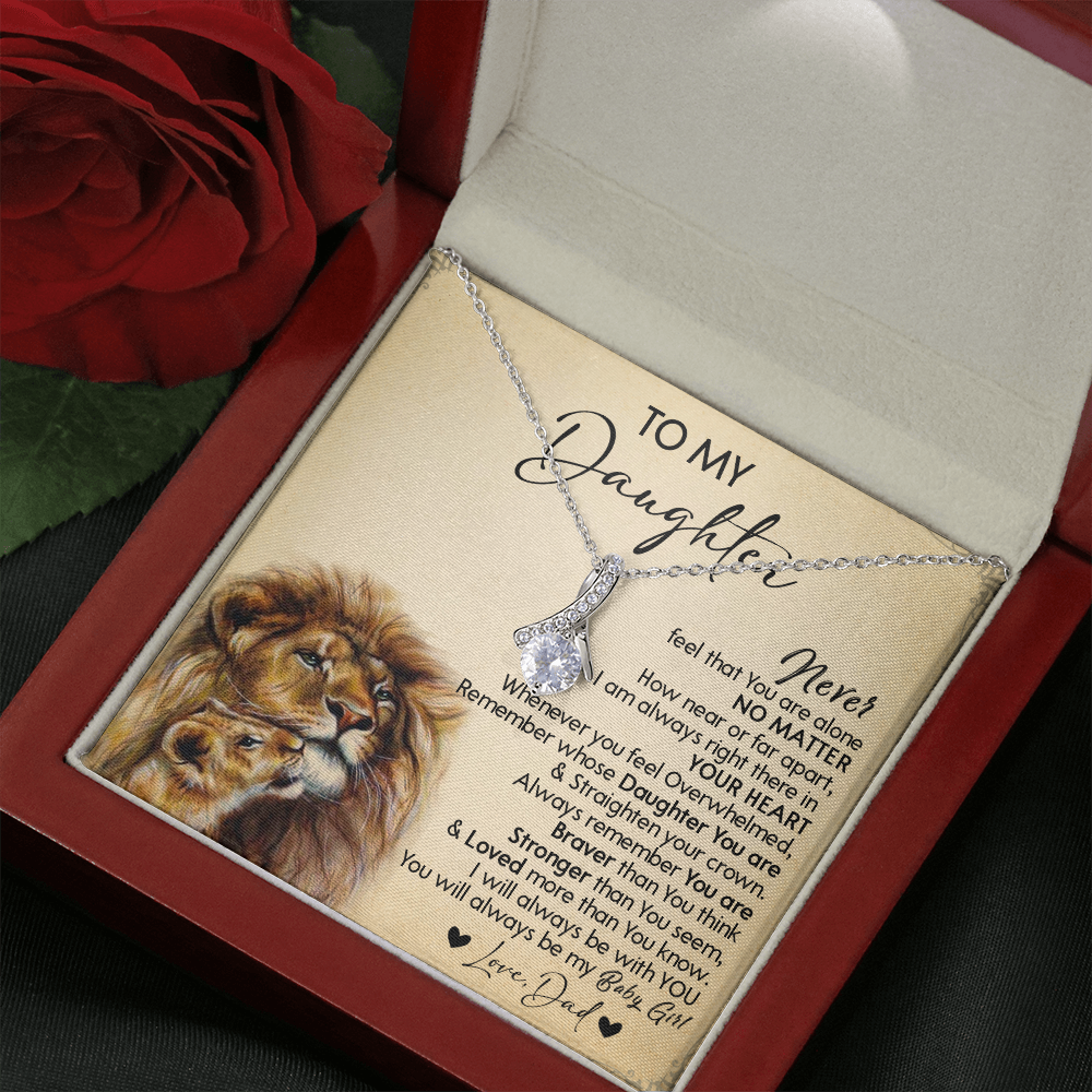 128B Necklace To My Daughter, Gift for Daughter, Birthday Gift, Lion Dad Necklace