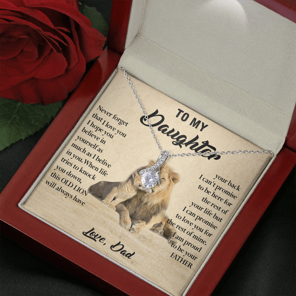 124B Necklace To My Daughter, Lion Daughter Birthday Gift from Lion Dad Necklace