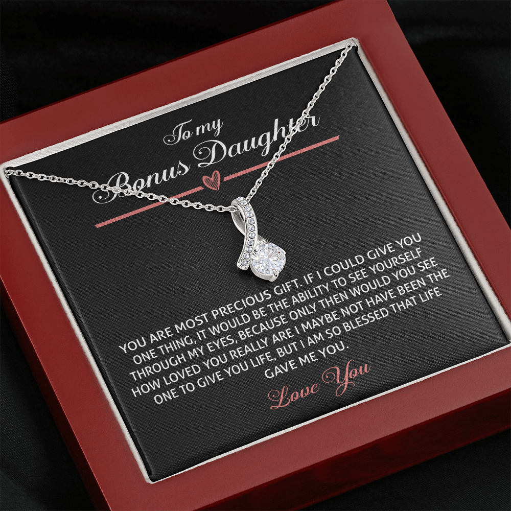 To My Bonus Daughter 464 Necklace, Step Daughter Gift From Stepdad, Stepmom