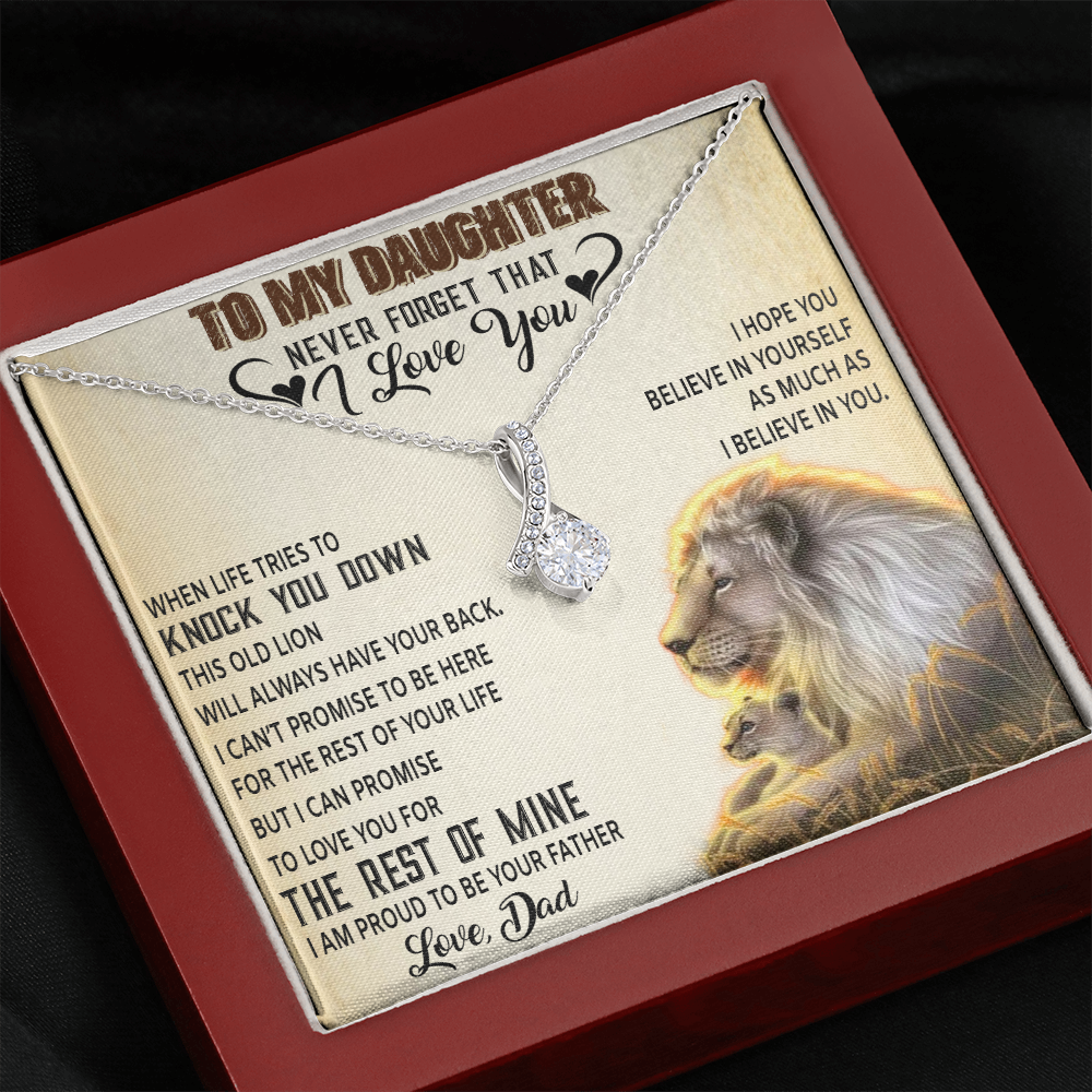 To My Daughter Necklace, Xmas Gift For Daughter From Dad, Daughter Father Lion 527