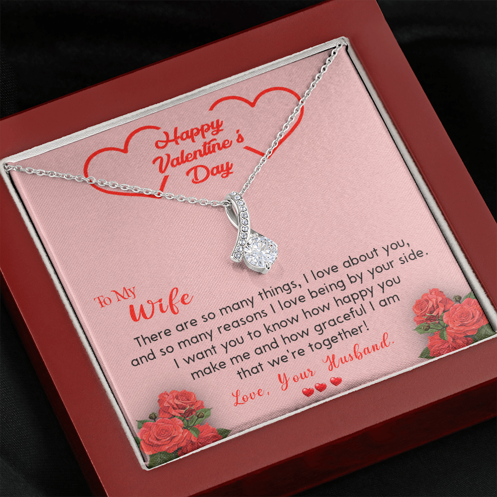 202B - To my Wife Necklace, Happy Valentine's Day Gift Necklace for Beautiful Wife