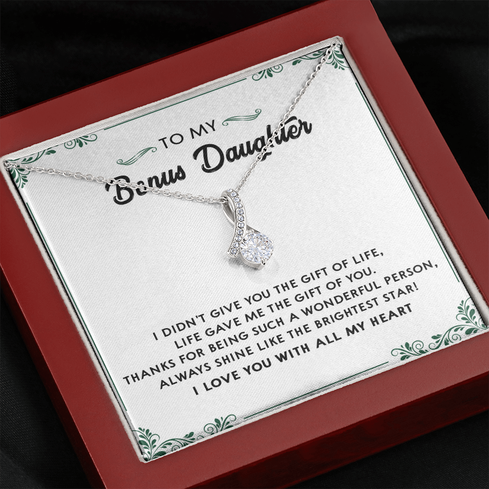 137B Perfect Gift for Bonus Daughter, Daughter Necklace, I Love You With All My Heart