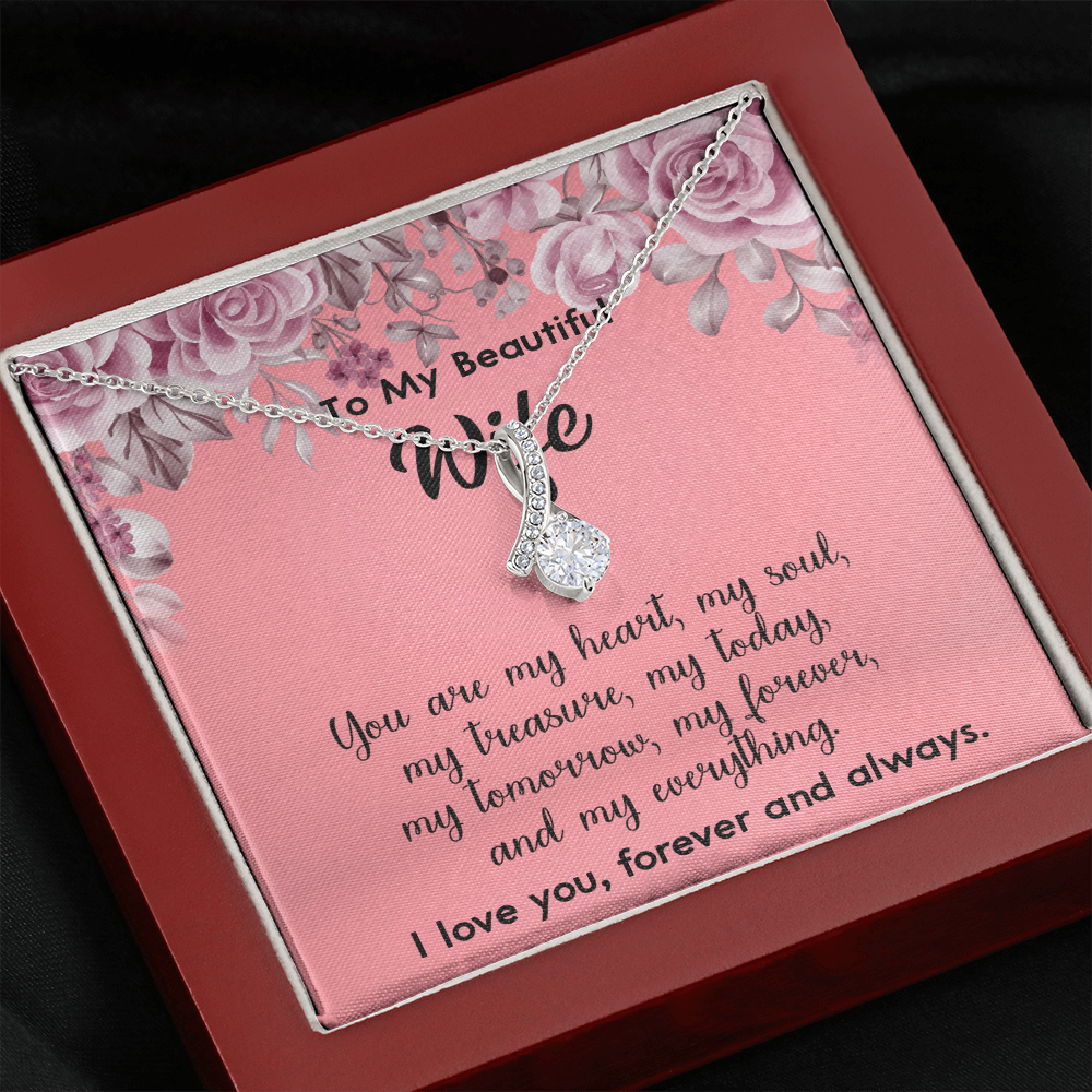 160A To My Beautiful Wife Necklace, Gift for Her, Valentine's Day Necklace Gift