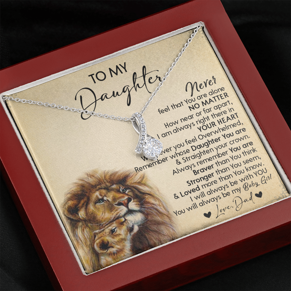 128B Necklace To My Daughter, Gift for Daughter, Birthday Gift, Lion Dad Necklace