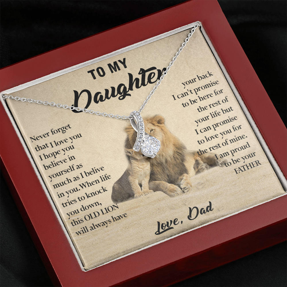 124B Necklace To My Daughter, Lion Daughter Birthday Gift from Lion Dad Necklace