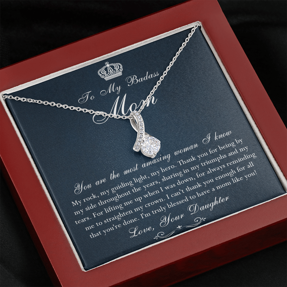 142B Necklace To My Badass Mom, Amazing Woman Necklace, I Love Mom Gift From Daughter