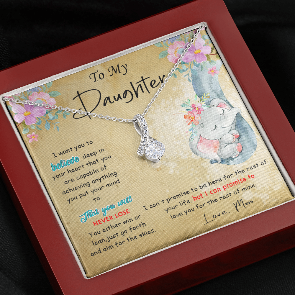 139B To My Daughter Necklace, Perfect Gift for Daughter From Elephant Mom, I Love You