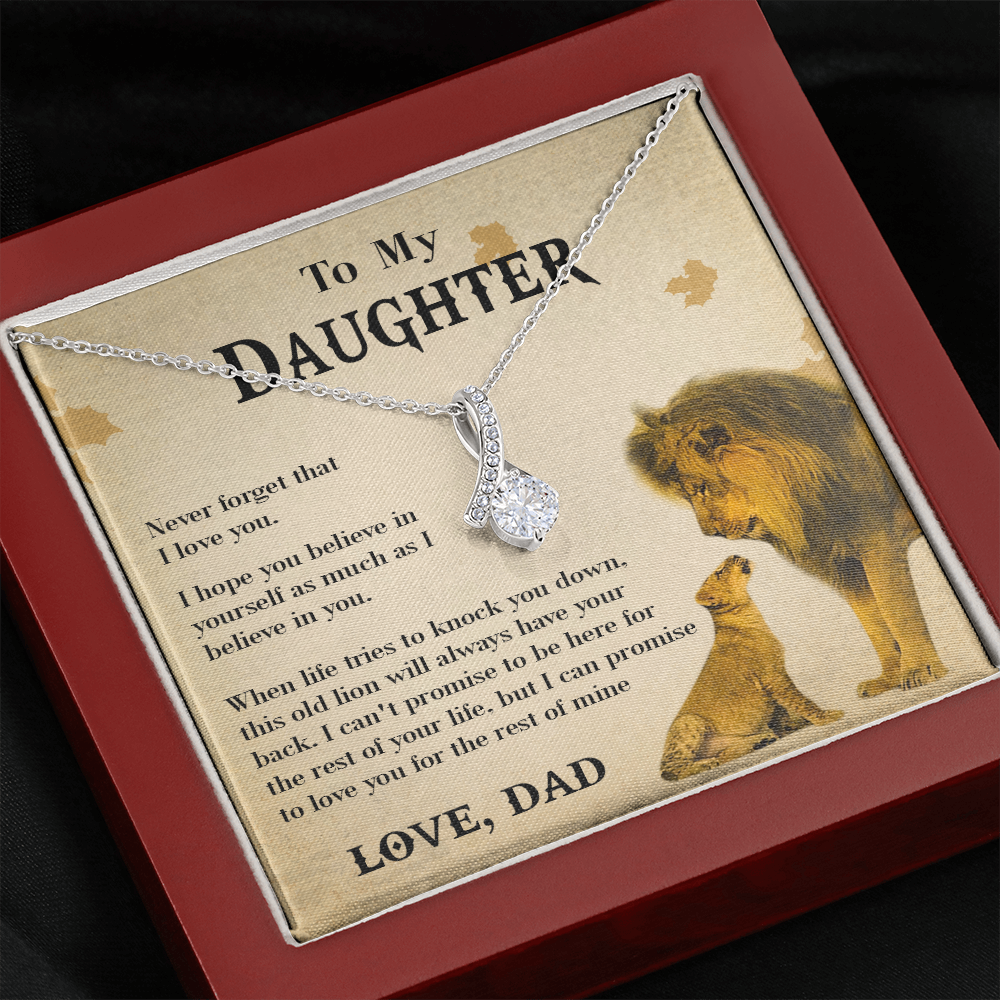 127B Necklace To My Daughter Lion, Daughter Birthday Gift, Lion Dad Necklace Gift