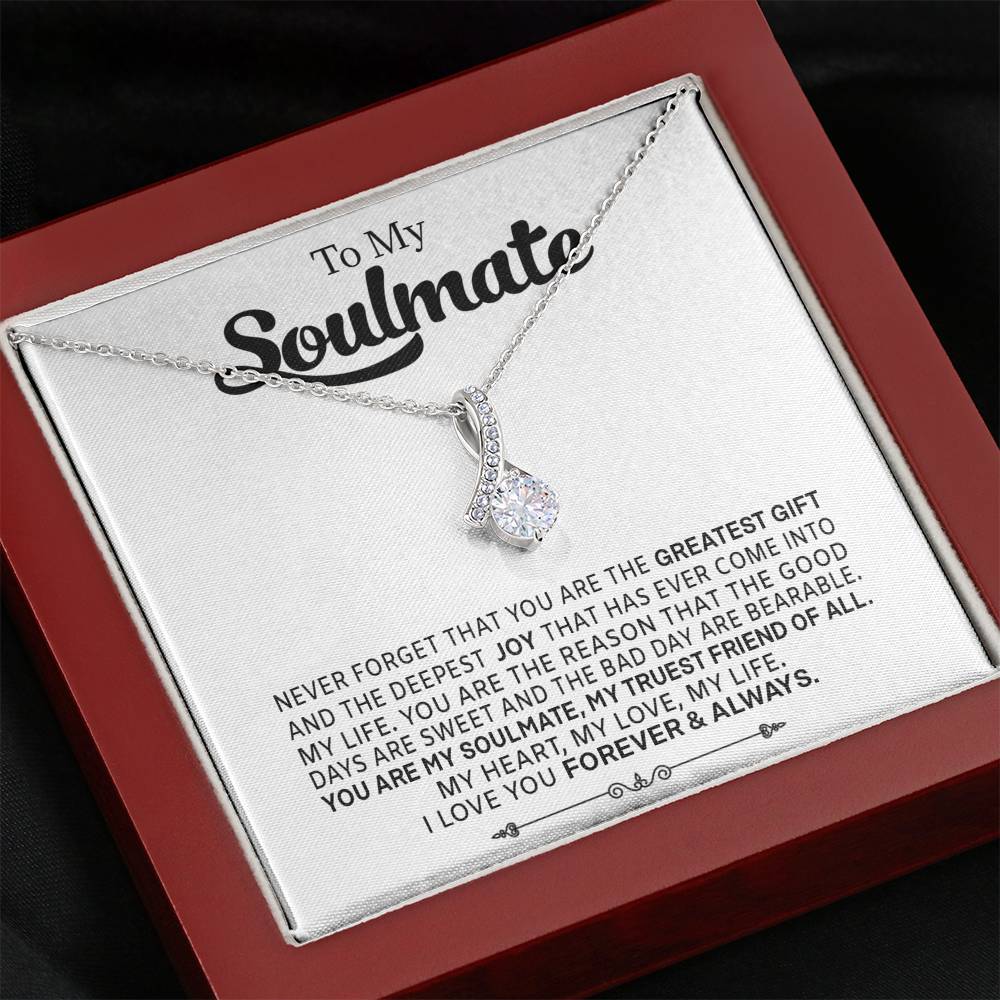 To My Soulmate Necklace Alluring Cubic Zirconia Pendant Gift For Wife Girlfriend