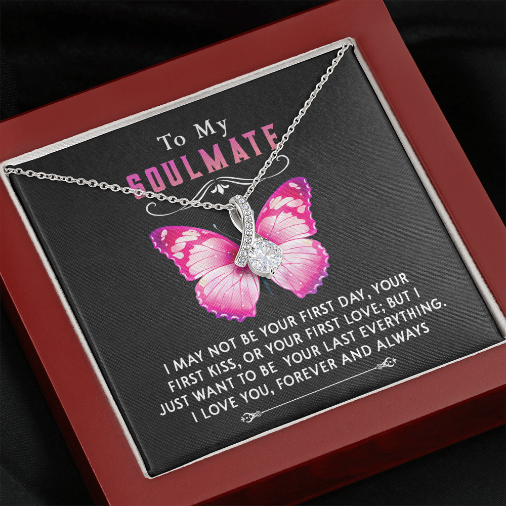 177B Necklace To My Soulmate, Butterfly Women Necklace, I LOVE YOU Forever & Always