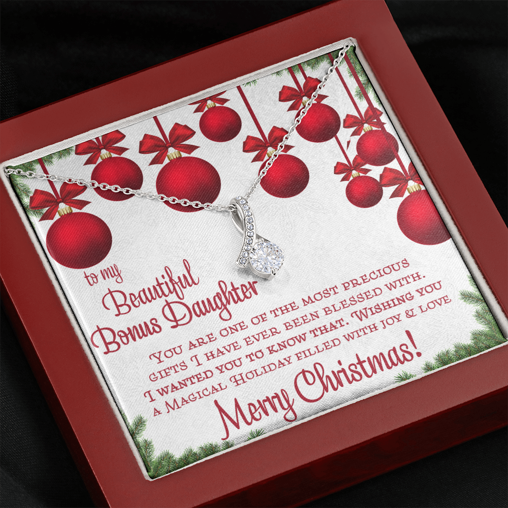 To My Bonus Daughter Christmas Necklace Gift from Stepmom or Stepdad 467