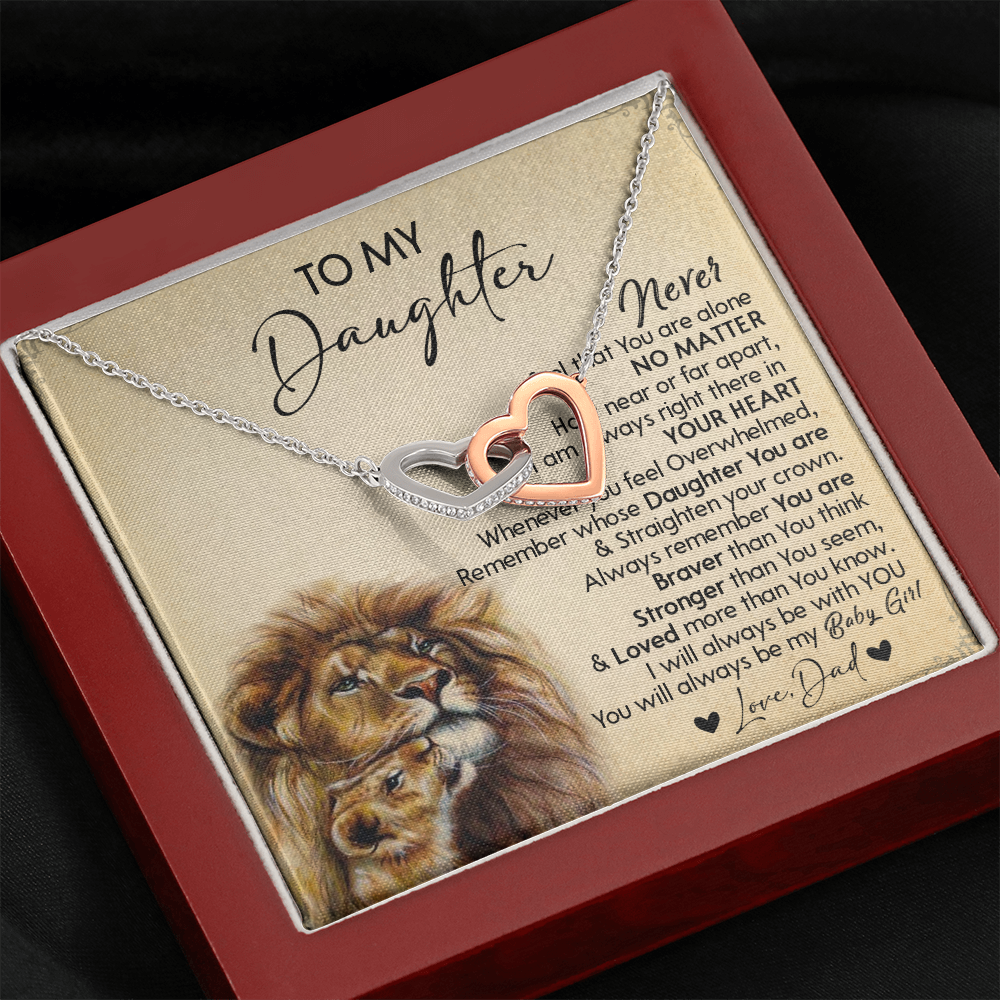 128D Necklace To My Daughter, Gift for Daughter, Birthday Gift, Lion Dad Necklace