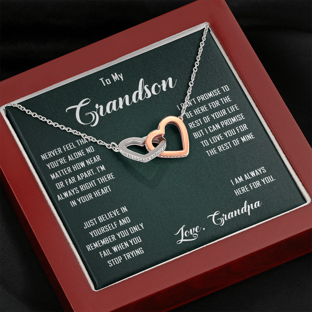 N368D To My Grandon Love Gift Sentimental Christian Cross Necklace Anniversary Gift