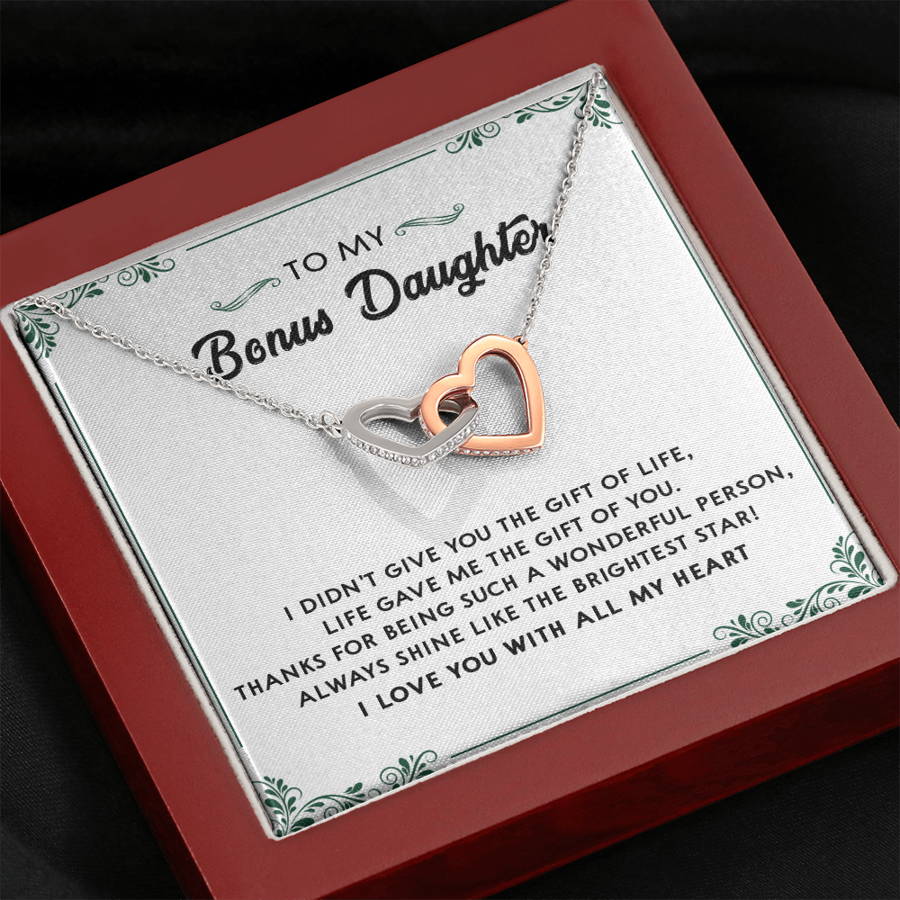 137D Perfect Gift for Bonus Daughter, Daughter Necklace, I Love You With All My Heart