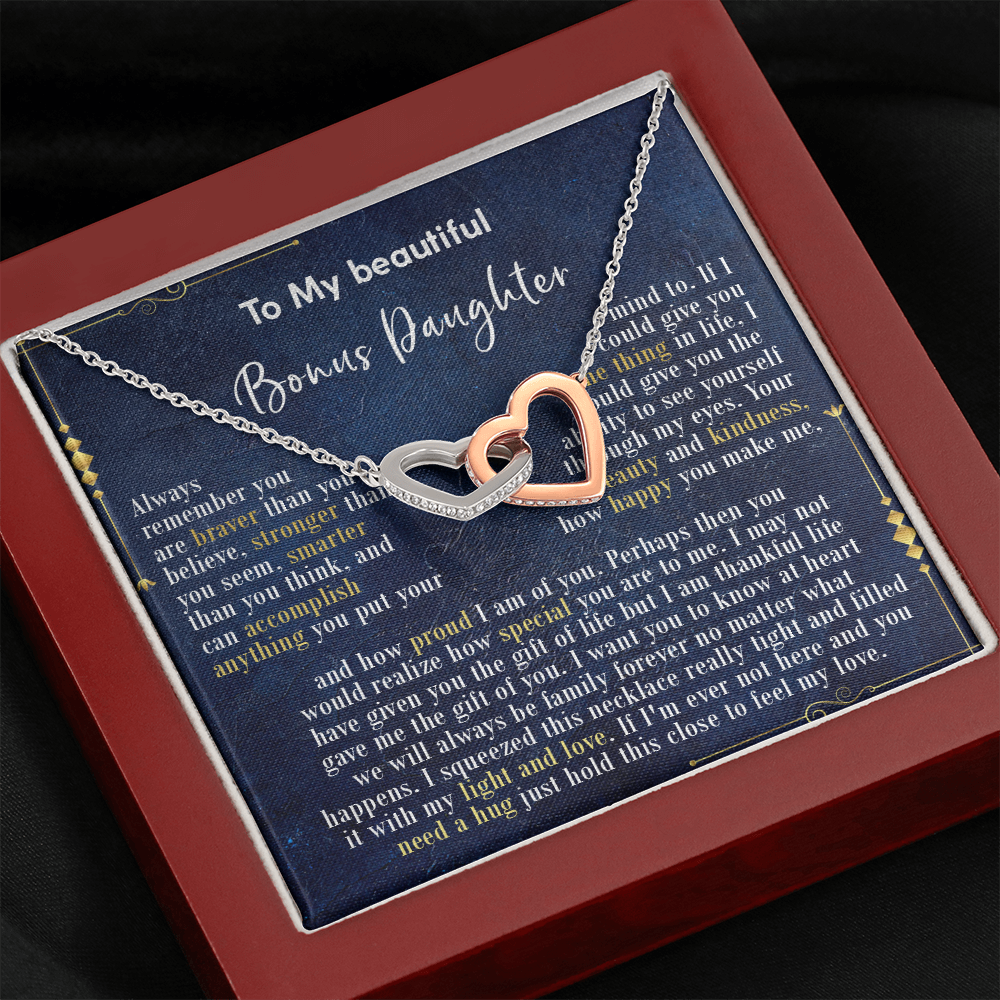 126D Necklace To My Beautiful Bonus Daughter, Daughter Birthday Gift, I Love Daughter