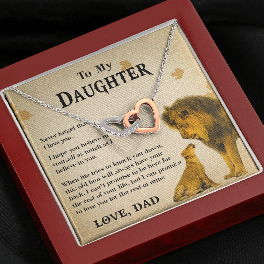 127D Necklace To My Daughter Lion, Daughter Birthday Gift, Lion Dad Necklace Gift