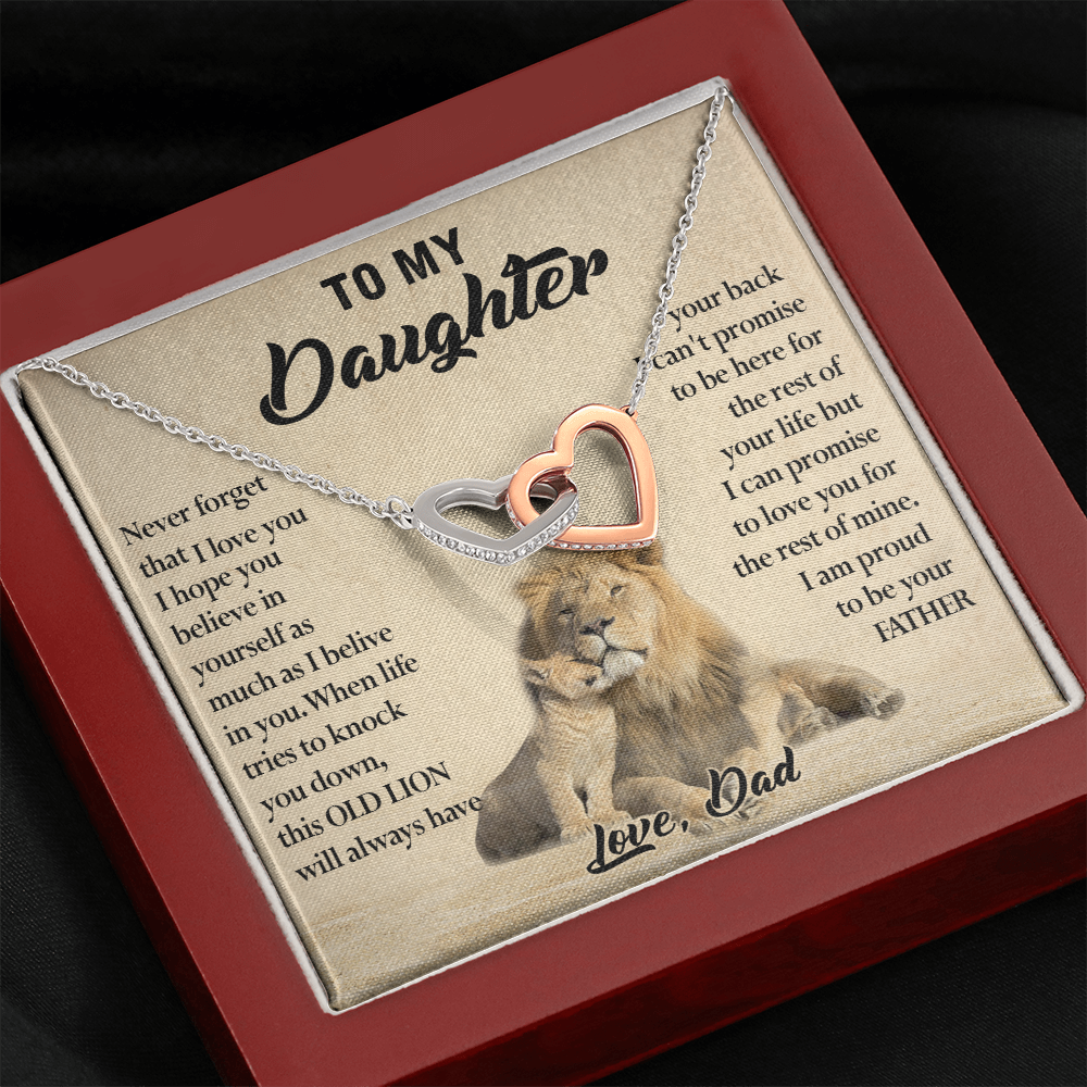 124D Necklace To My Daughter, Lion Daughter Birthday Gift from Lion Dad Necklace