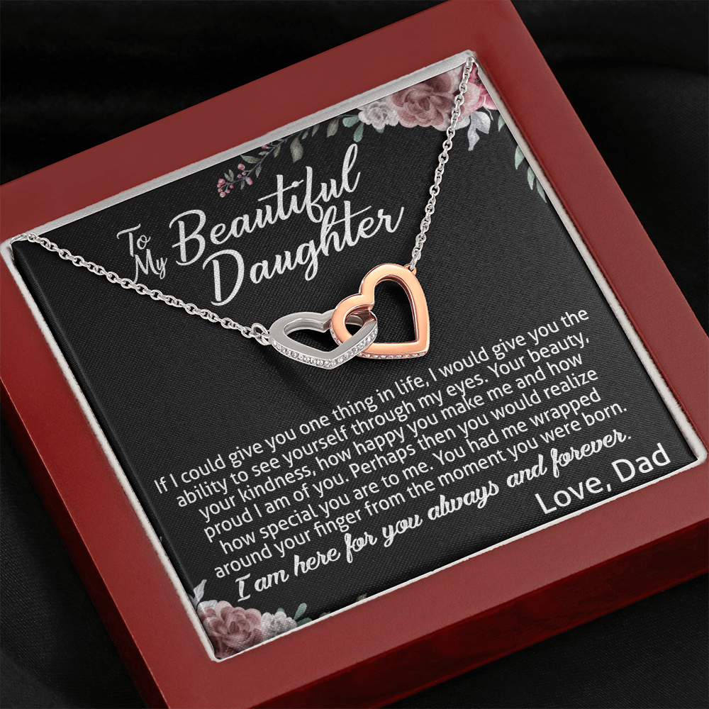 To My Daughter Interlocking Hearts Necklace Gift For Daughter From Dad 474