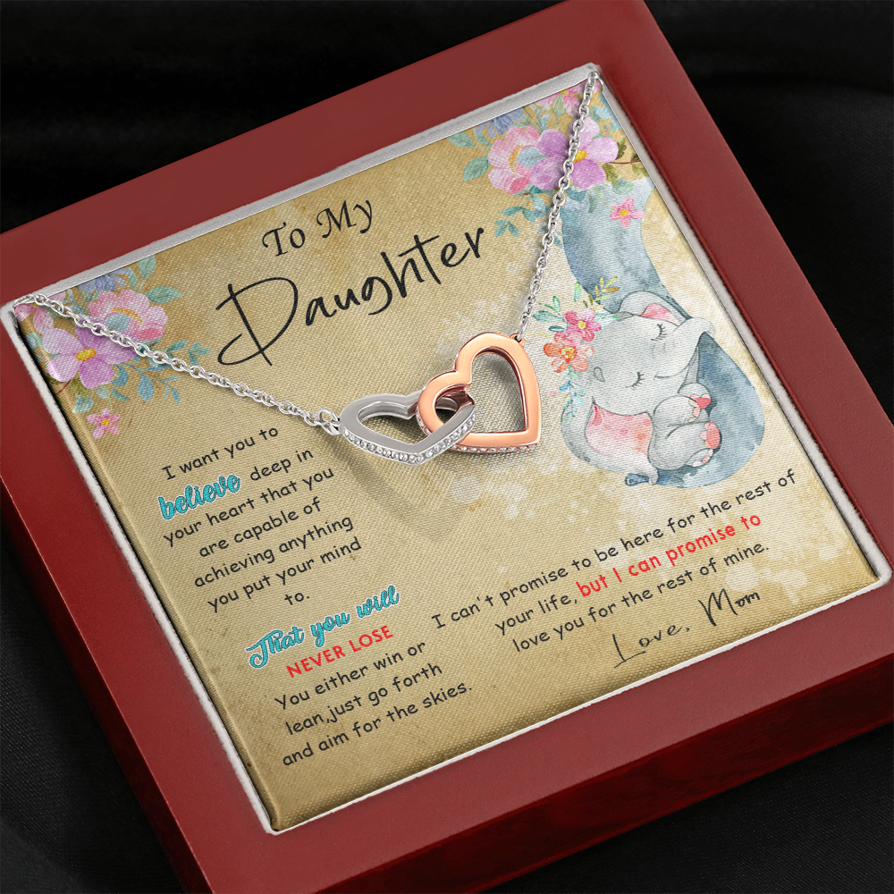 139D To My Daughter Necklace, Perfect Gift for Daughter From Elephant Mom, I Love You