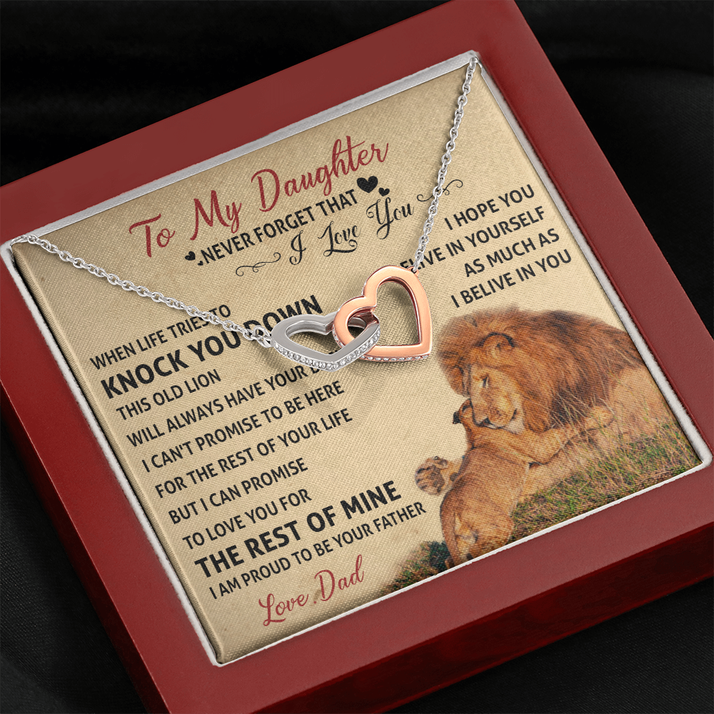 3D Necklace To My Daughter Cute Birthday Gift from Dad I LOVE YOU Lion Dad Fathers