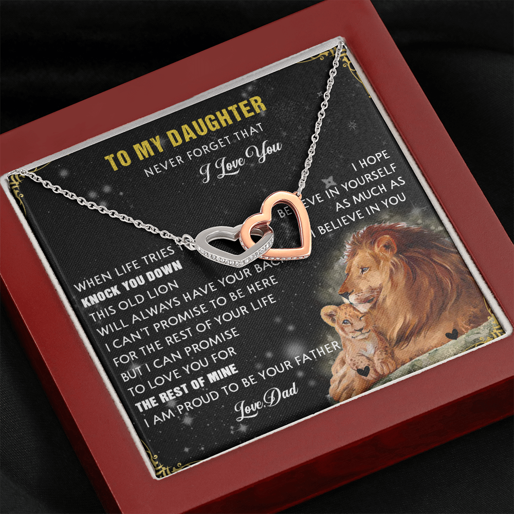 N354D To My Daughter Necklace, Gift For Daughter From Dad, Daughter Father Lion
