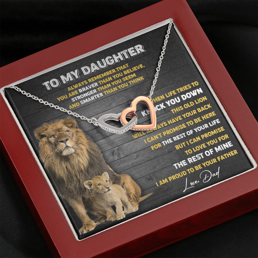 N374D To My Daughter Necklace, Xmas Gift For Daughter From Dad, Daughter Father Lion