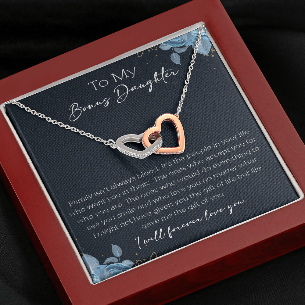 21D Cute Necklace To My Bonus Daughter, Necklace Gift for Her, Daughter From Mom Dad