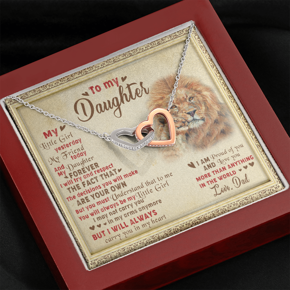 143D Necklace To My Daughter Lion, I Love Daughter Lion Dad Gift, Perfect Birth Gift