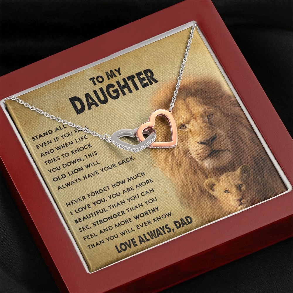 154D To My Daughter Lion, Necklace Gift From Lion Dad, Daughter Birthday Necklace