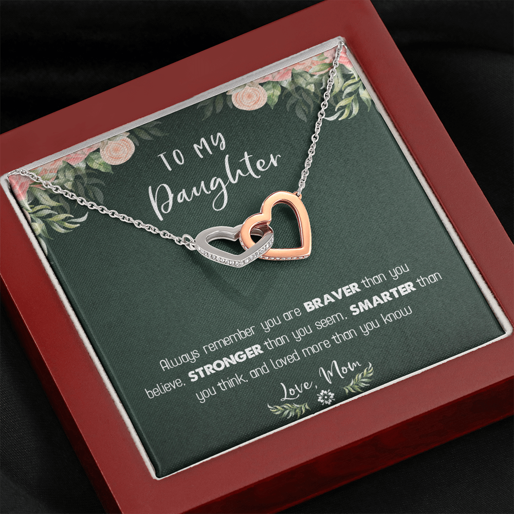 122D Necklace To My Daughter Birthday Gift From Mom, You Are Braver, Stronger,Smarter