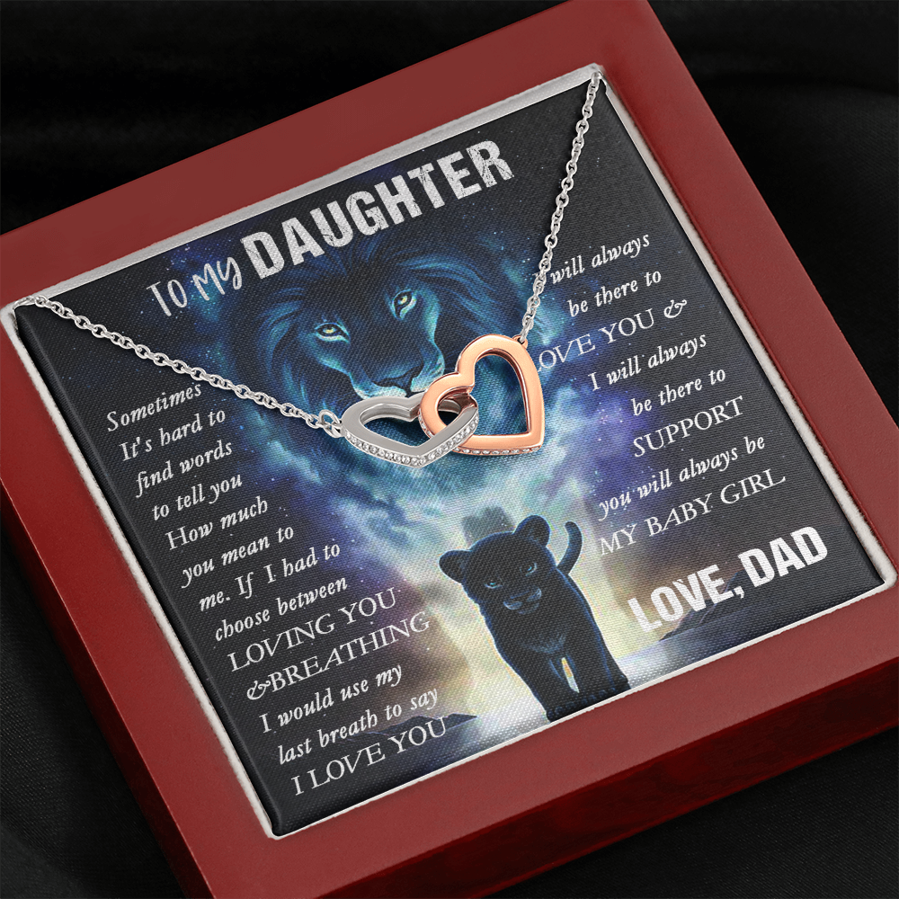 14D To my Lion Daughter Necklace, Lion Dad Gift for Daughter, My Baby Girl Necklace