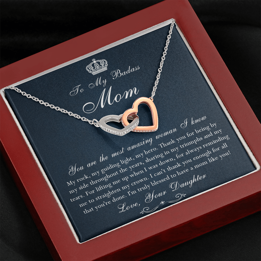 142D Necklace To My Badass Mom, Amazing Woman Necklace, I Love Mom Gift From Daughter